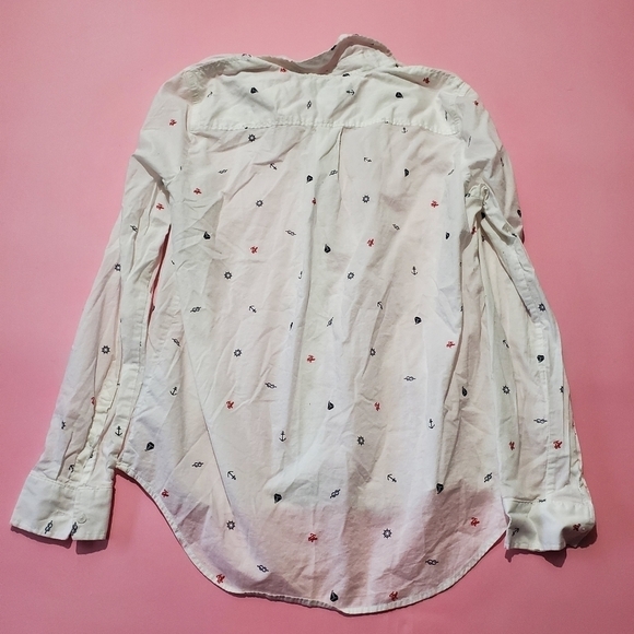 ⛵ Tommy Hilfiger Nautical Anronor Steering Wheel Print Button Up Long Sleeve ⛵ - Picture 6 of 6